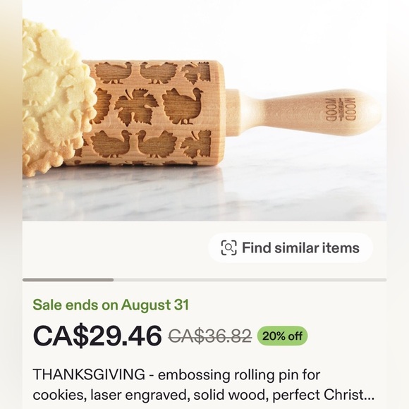 Wooden textured rolling pin. - Picture 6 of 6